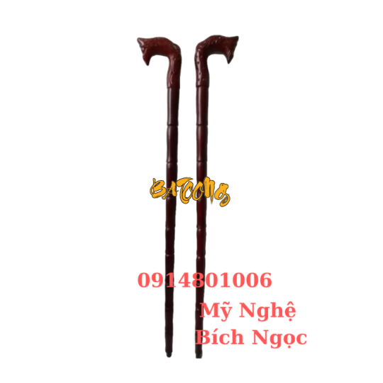 Gậy chống gỗ keo đầu rồng dành cho người già kt 90cm
